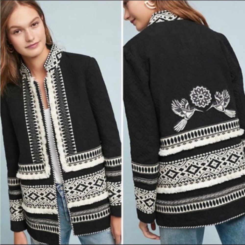 EUC Anthropologie Embroidered Jacket size 8
